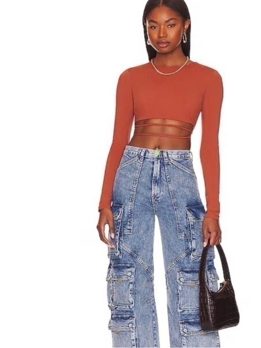 Long Sleeve Cropped Wrap Top